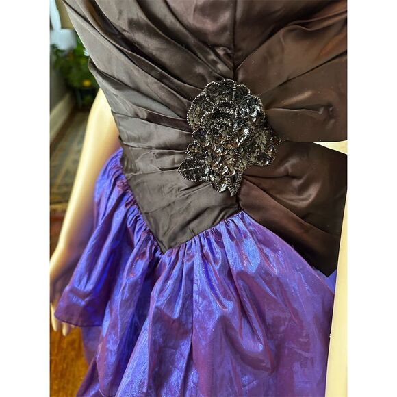 VTG Jessica McClintock x Gunne Sax 1980s Black/Purple Strapless Dress -XS - Picture 9 of 10